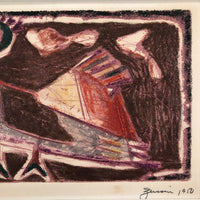 Wonderful 1950 Pencil Signed Mixed Media Print “Bird” by Harold Zussin