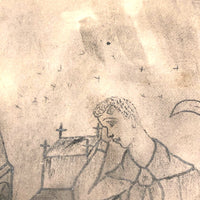 Mourning Sailor Antique Pencil Drawing, Conneautville, Pennsylvania