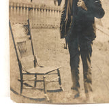 Man with Rocking Chair, Antique Photograph on Paper