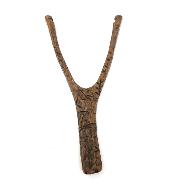 Profusely Carved Wonderful Antique Wooden Toy Slingshot