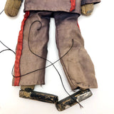 Hand-carved Old Marionette Puppet with Great Face, Hand-stitched Uniform