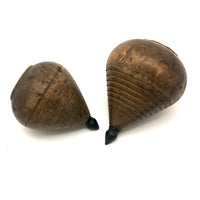Old Wooden Spinning Tops - Set of 2