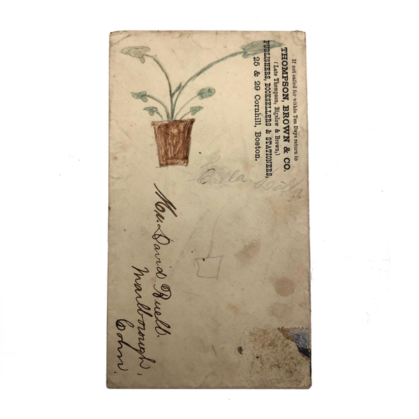 C. 1860s Calla Lily Drawing on Envelope