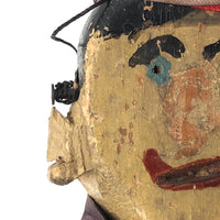 Hand-carved Old Marionette Puppet with Great Face, Hand-stitched Uniform