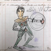 Graphite and Crayon Drawing on Ledger Paper of "Sir WaterLuLu"