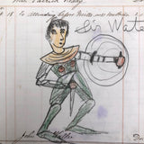 Graphite and Crayon Drawing on Ledger Paper of "Sir WaterLuLu"