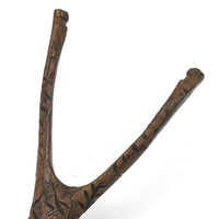 Profusely Carved Wonderful Antique Wooden Toy Slingshot