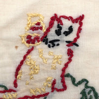 Hand Embroidered Sewing Bag with Cat and Scissors