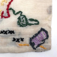 Hand Embroidered Sewing Bag with Cat and Scissors