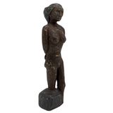 Carved and Painted Antique Wooden Native American Standing Woman