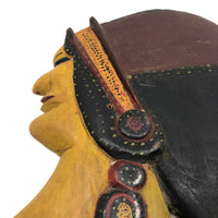 Fabulous c. 1930s Painted Relief Carved Portrait of Native American Beauty