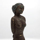 Carved and Painted Antique Wooden Native American Standing Woman