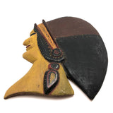 Fabulous c. 1930s Painted Relief Carved Portrait of Native American Beauty