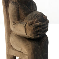 Very Old Carved Monk (?) Holding Ball (World?) in Big Hands!
