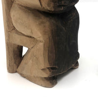 Very Old Carved Monk (?) Holding Ball (World?) in Big Hands!