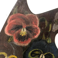 Cheerful Antique Pansy Painting on Wooden Painter's Palette
