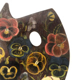 Cheerful Antique Pansy Painting on Wooden Painter's Palette