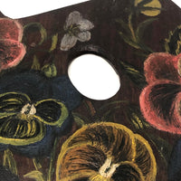 Cheerful Antique Pansy Painting on Wooden Painter's Palette