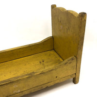 Wonderful Old Doll Bed in Original Yellow Paint