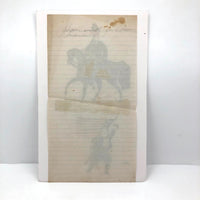 Naive 19th C Pennsylvania Watercolor Drawing of Civil War Soldiers With Swords
