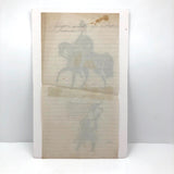 Naive 19th C Pennsylvania Watercolor Drawing of Civil War Soldiers With Swords