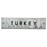 Baked Beans and Turkey, Much Weathered Old Stencil Painted Sign from Maine