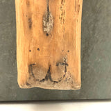 Curious Carved Driftwood Angel Mounted to Slate
