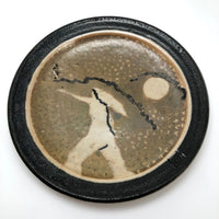 Mid-Century Studio Pottery Plate with Abstracted Nude in Landscape