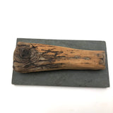 Curious Carved Driftwood Angel Mounted to Slate