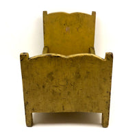 Wonderful Old Doll Bed in Original Yellow Paint