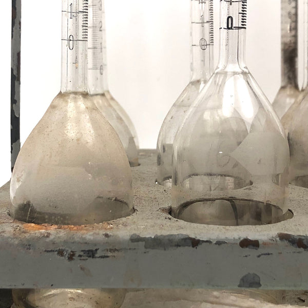 Vintage Hand Blown Etched Glass Measuring Lab Beaker