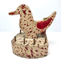 Fabulous Red and White Painted Folk Art Sewing Bird (Duck) with Drawer