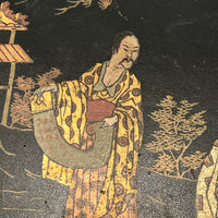 Japanese Lacquered Papier Mache Box with Three Scholars