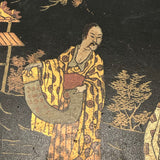 Japanese Lacquered Papier Mache Box with Three Scholars