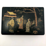 Japanese Lacquered Papier Mache Box with Three Scholars