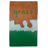 Handmade Double Sided Wooden Puzzle: Crab & Grass