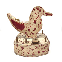 Fabulous Red and White Painted Folk Art Sewing Bird (Duck) with Drawer