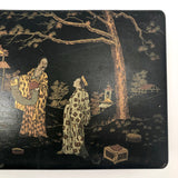 Japanese Lacquered Papier Mache Box with Three Scholars