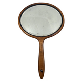 Wide, Oval-Shaped Antique Bevelled Glass Hanging Hand Mirror