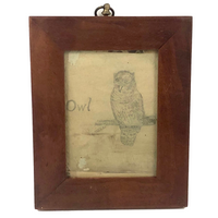 Antique Pencil Drawing of Perched Owl