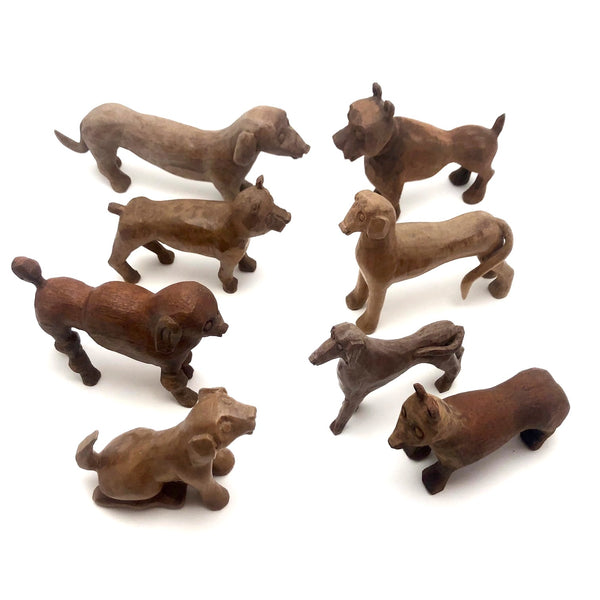 Marvelous Pack of Hand-carved Dogs - A Spectrum of Species! Sold Individually