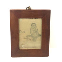 Antique Pencil Drawing of Perched Owl