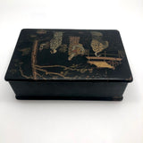 Japanese Lacquered Papier Mache Box with Three Scholars