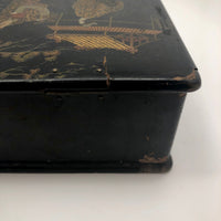 Japanese Lacquered Papier Mache Box with Three Scholars