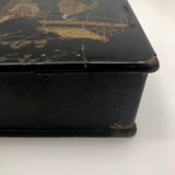 Japanese Lacquered Papier Mache Box with Three Scholars