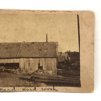 20 years Hard Hard Work, Antique Barn Photo Mounted on Card