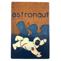 Handmade Double Sided Wooden Puzzle: Duck & Astronaut