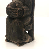 Very Old Carved Monk (?) Holding Ball (World?) in Big Hands!