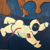 Handmade Double Sided Wooden Puzzle: Duck & Astronaut