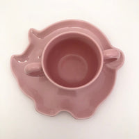 Tiffany & Co. Tiffany Tots Pink Pig Shaped Porcelain Plate and Cup